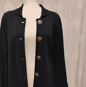 Chico's Women's Black Women's Coat Cardigan Large Buttons Size 1